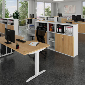 Height adjustable tables - oak, white